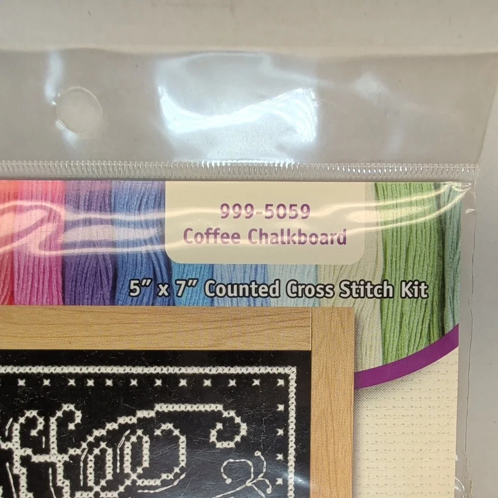 Janlynn Coffee Chalkboard Counted Cross Stitch Kit 5x7 Lily and Val 999-5059